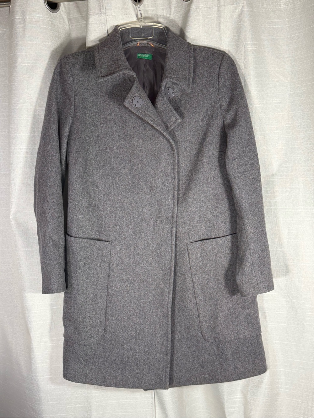 United Colors of Benetton size 44/ US 8 Vintage Wool Blend Gray Women's Coat